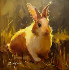 Ray Simonini, « Buttercup », portrait à l'huile de lapin, 24 x 24 cm