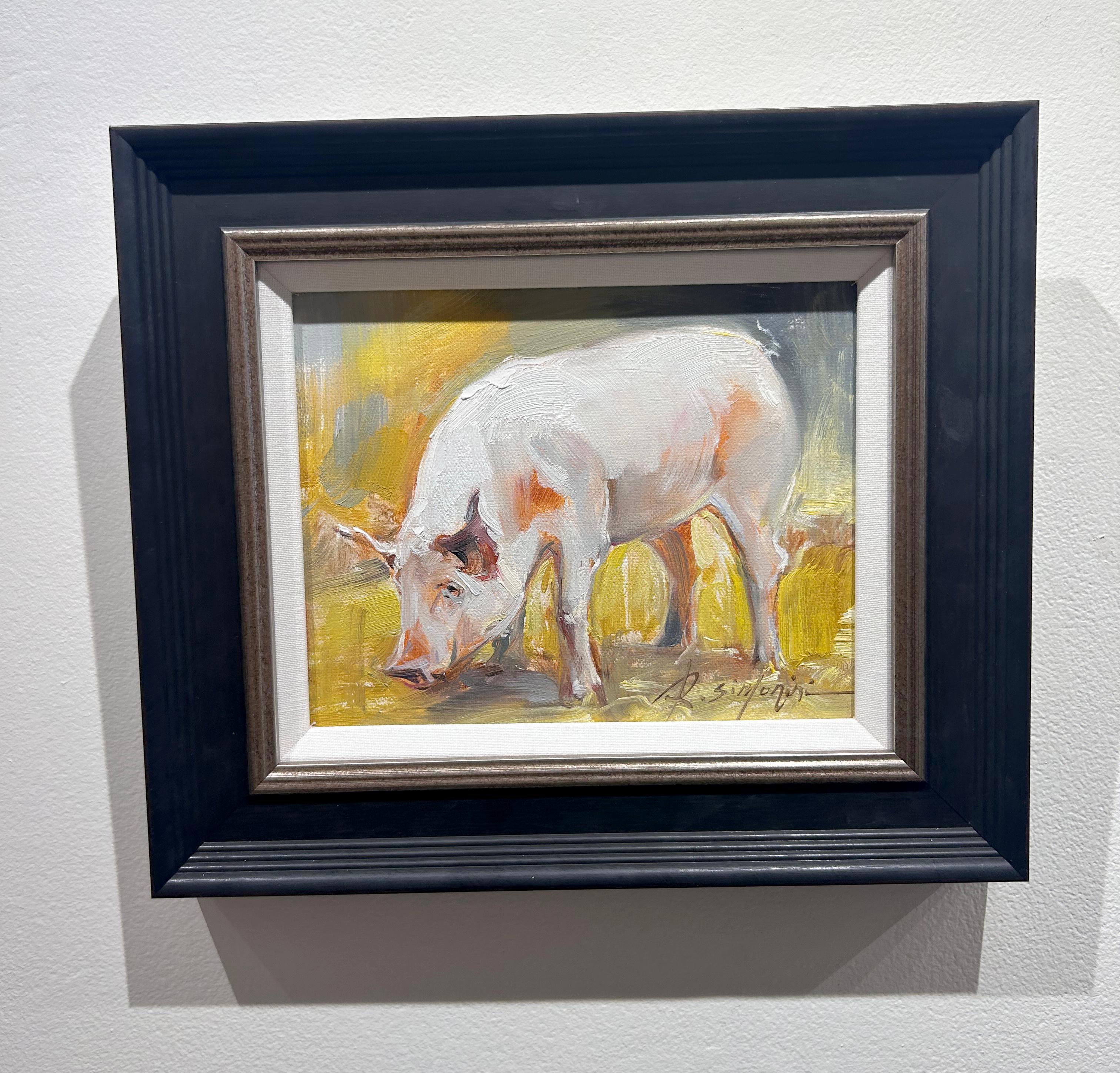 Ray Simonini, „Ethel“, 8x10, Impressionistisches Ölgemälde auf Leinwand, Bauerntier, Ölgemälde auf Leinwand im Angebot 1