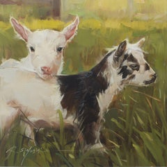 Ray Simonini "Laverne and Shirley" Baby Goats Farm Animal Painting