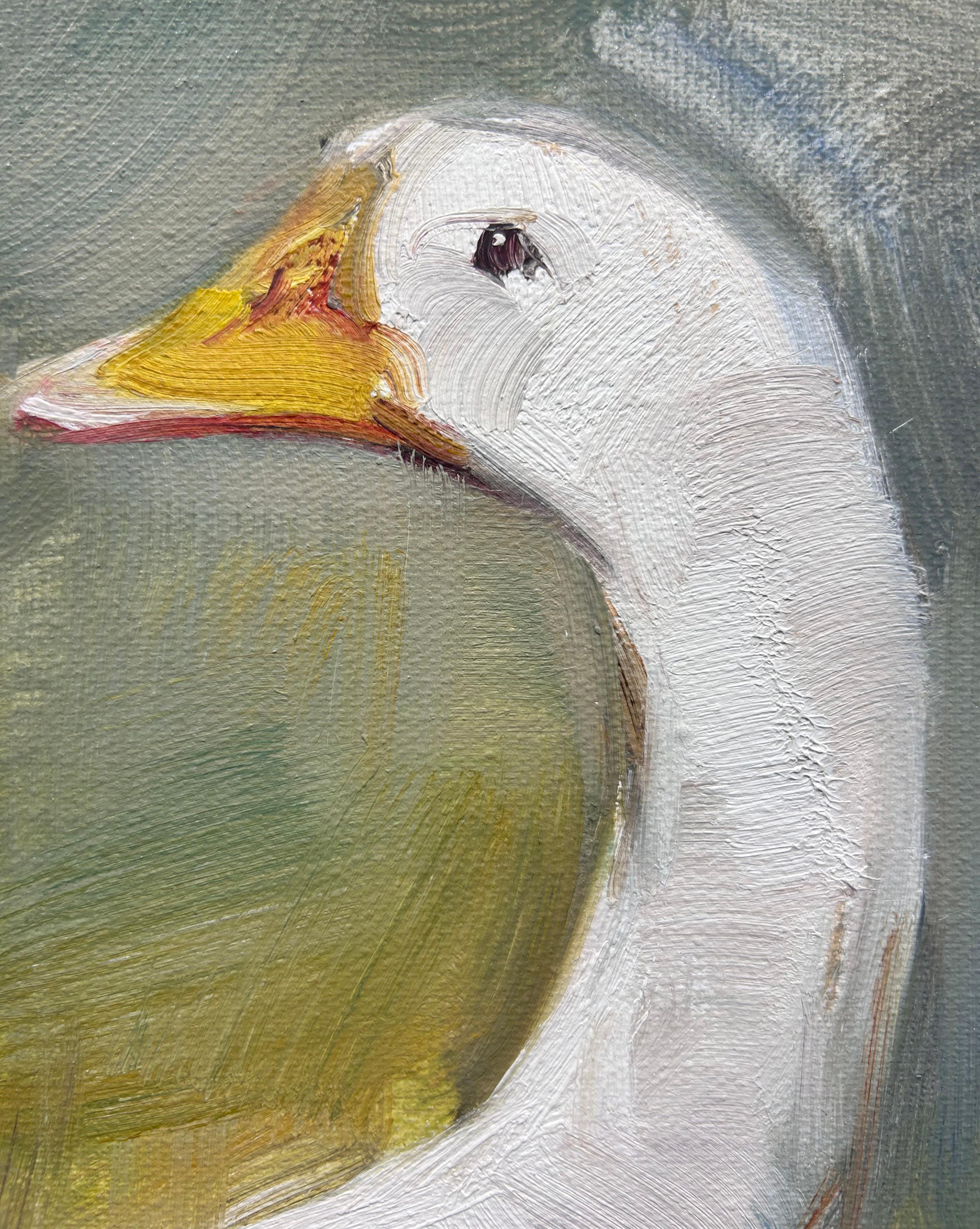 Ray Simonini, Lucie, peinture d'animaux de ferme d'oie blanche, huile sur toile en vente 4
