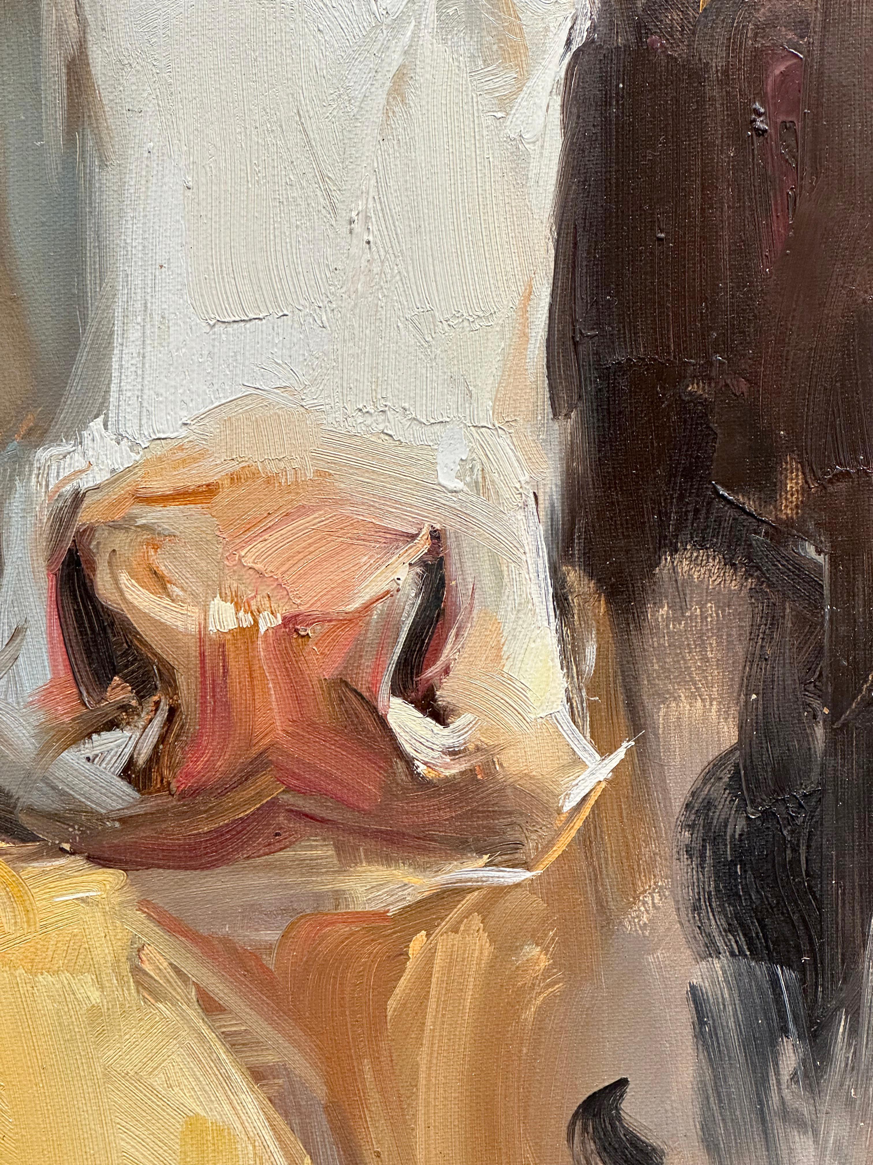 Ray Simonini, « Marine », peinture à l'huile impressionniste de portrait de vache Holstein 24x12 6