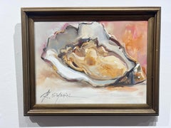 Ray Simonini, "Oyster" 12x16 Shell Impressionist Oil Painting on Canvas
