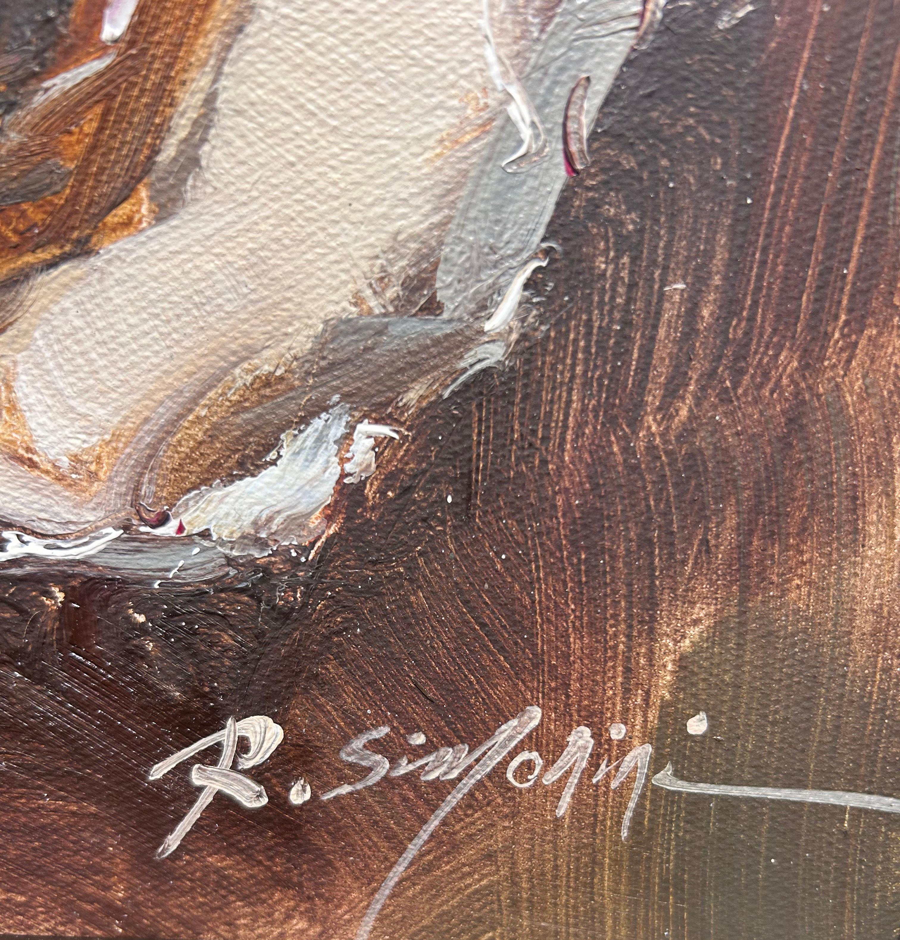Ray Simonini, „Perfect Oyster“, impressionistisches Ölgemälde auf Leinwand, 16x12, Muschel 4