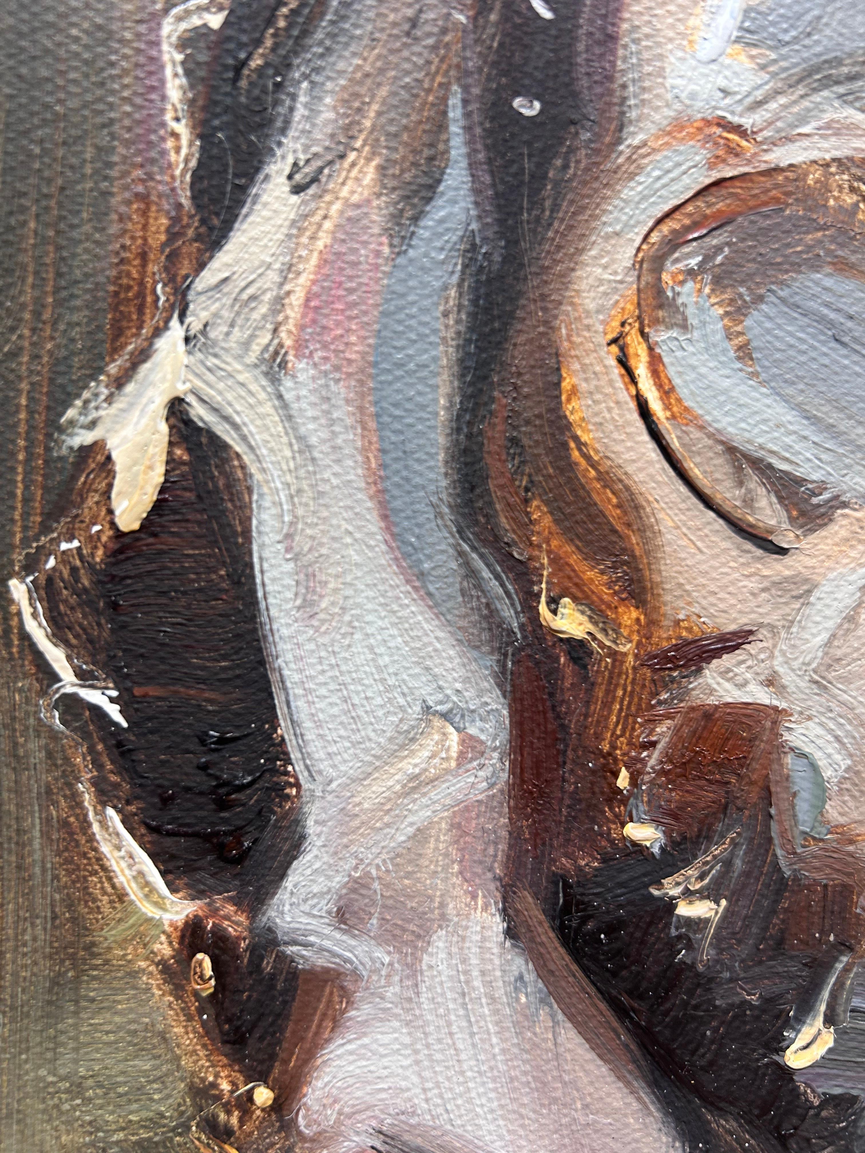 Ray Simonini, „Perfect Oyster“, impressionistisches Ölgemälde auf Leinwand, 16x12, Muschel 7
