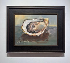 Ray Simonini, "Plucked from the Ocean" 12x16 Oyster Shell Oil Painting on Canvas