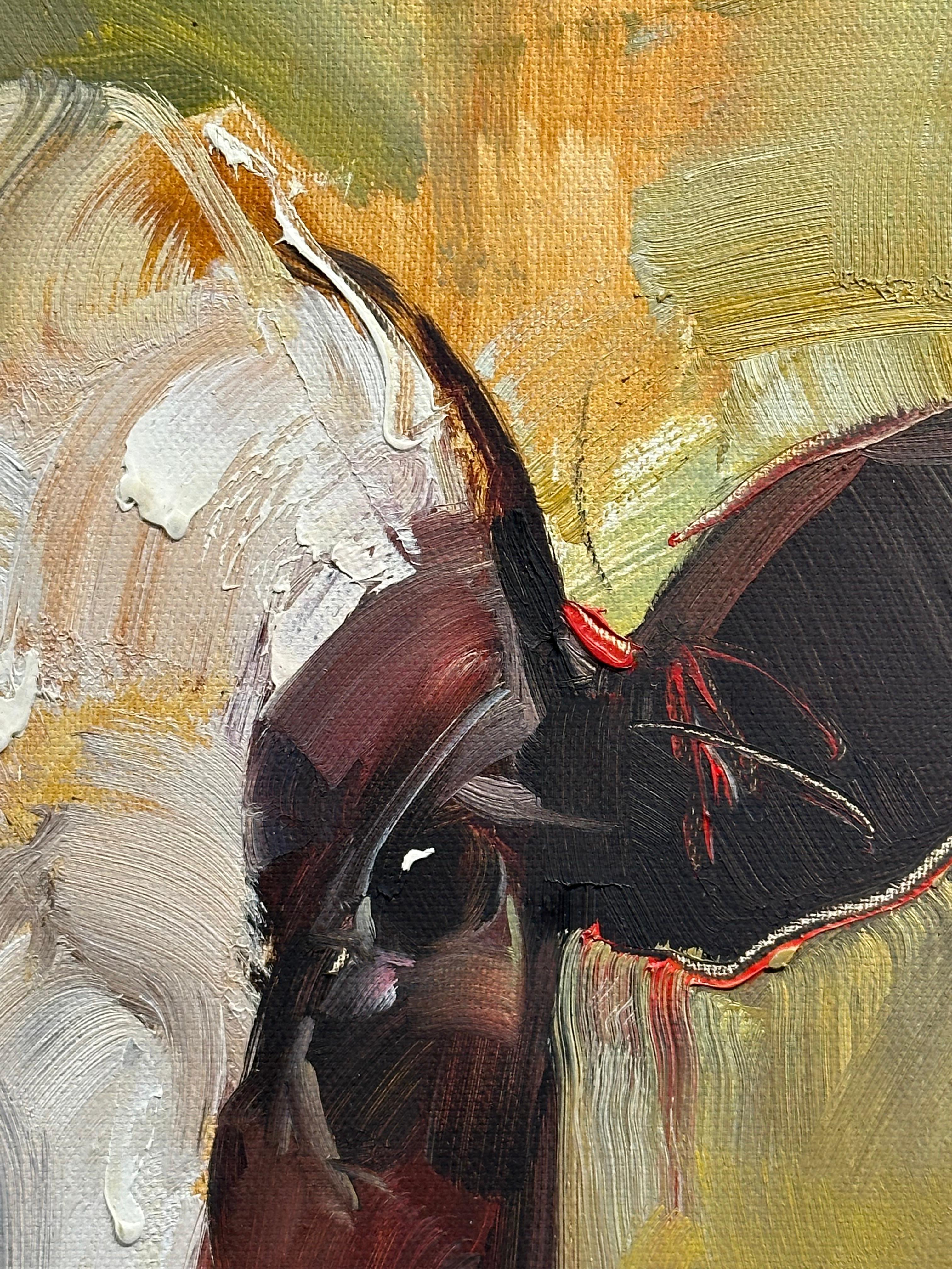 Ray Simonini, Sandy, portrait de vache impressionniste Holstein 24x12 en vente 6