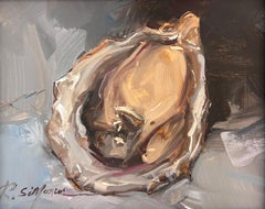 Used Ray Simonini "Shucked" 8x10 Oyster Shell Impressionist Oil Painting on Canvas