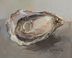 Ray Simonini "Shy is the Oyster" 8x10 Shell Impressionist Oil Painting on Canvas