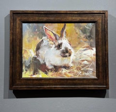 Ray Simonini, "Willow" 12x16 Bunny Rabbit Portrait Oil Painting on Canvas