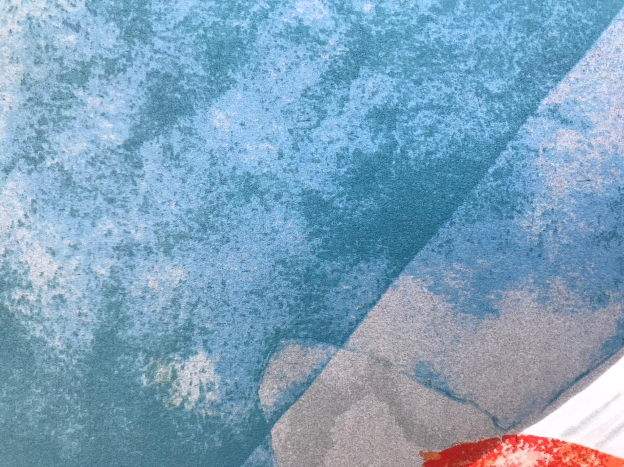 « The Wait » 2020, sérigraphie originale en édition limitée signée, 12 x 18 pouces, abstraite - Bleu Abstract Print par Ray Smith
