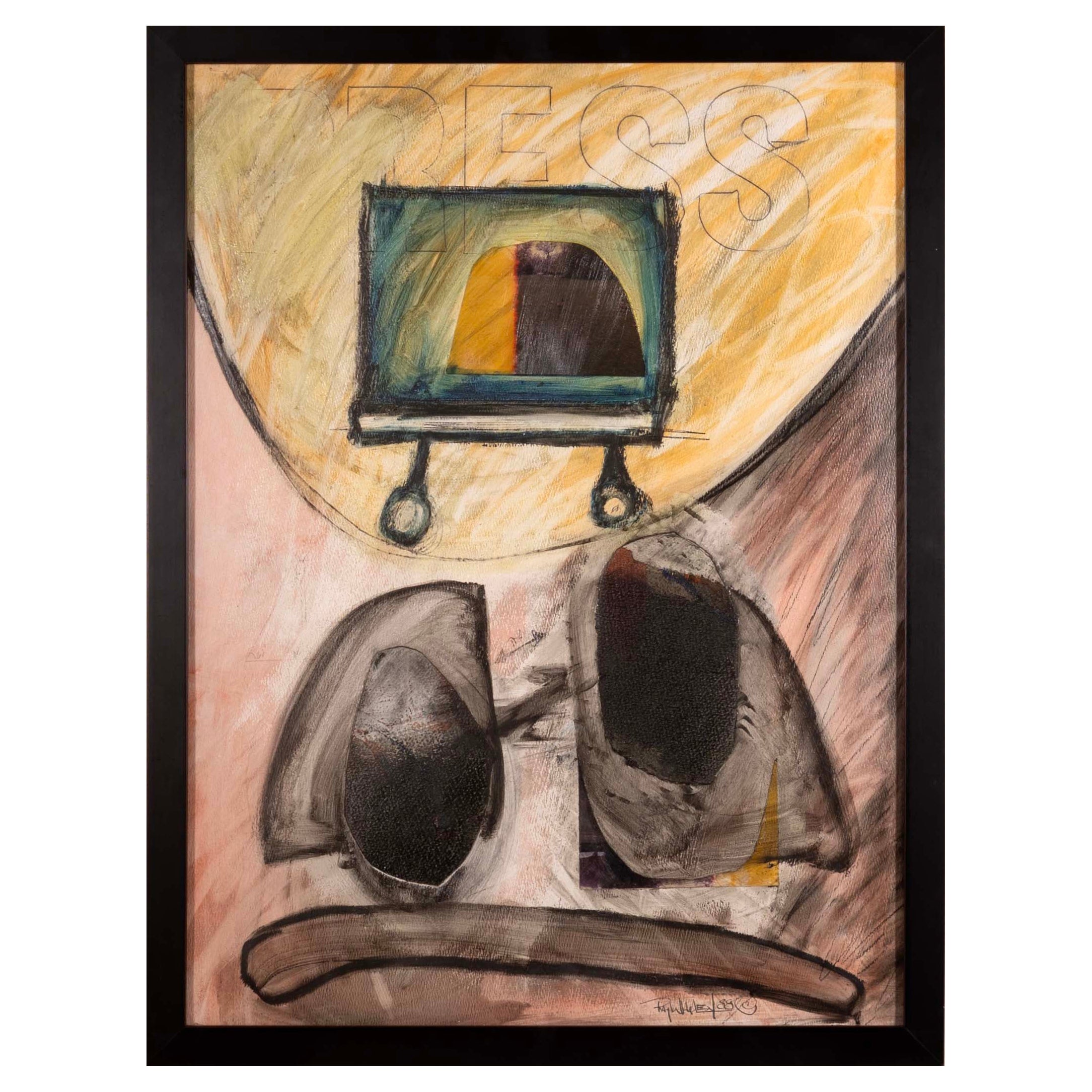 Ray Spave Press Signed Contemporary Abstract Mixed Media Painting on Paper For Sale