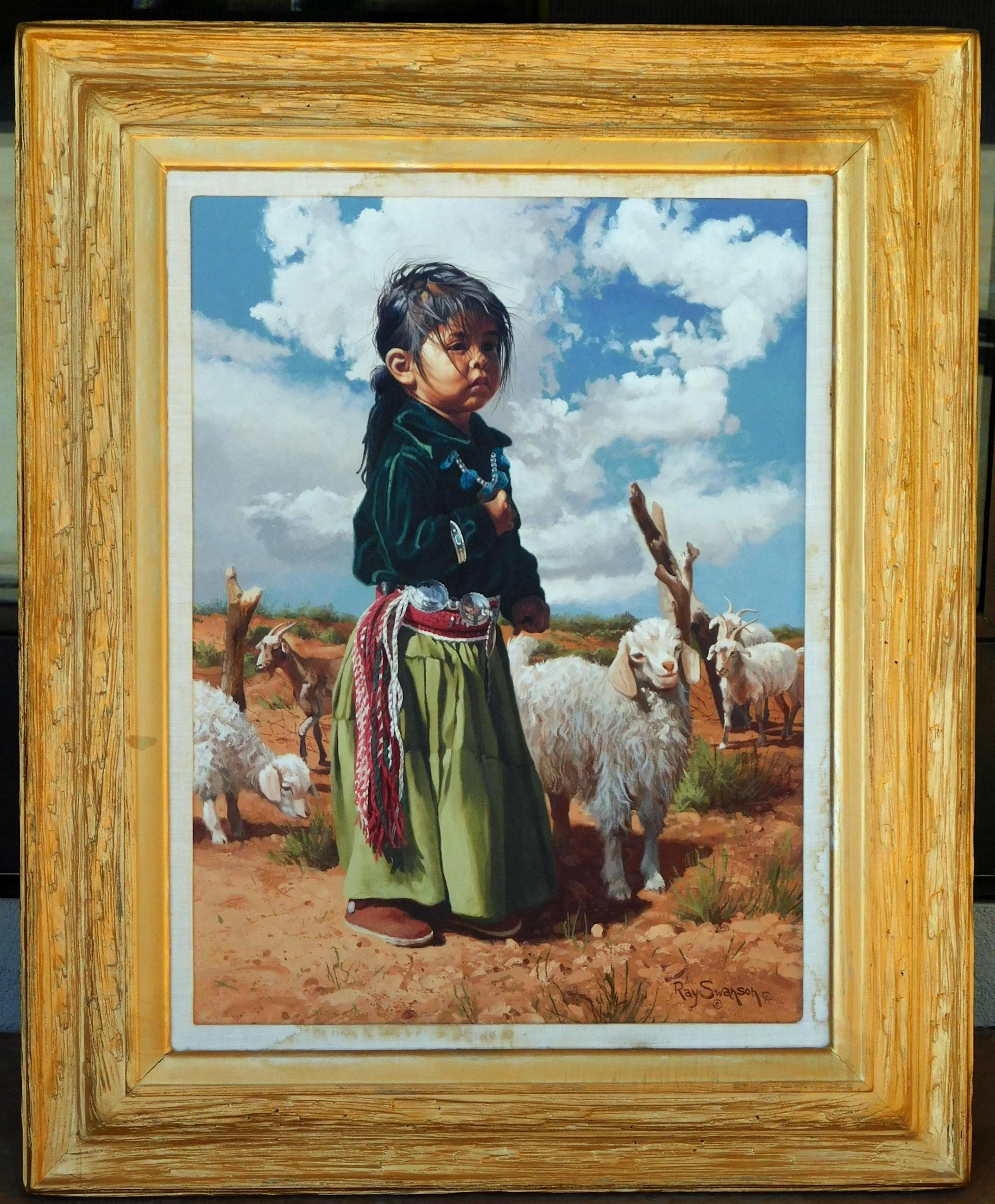 Late 20th Century Ray Swanson Oil on Canvas, 1992, Navajo Companions