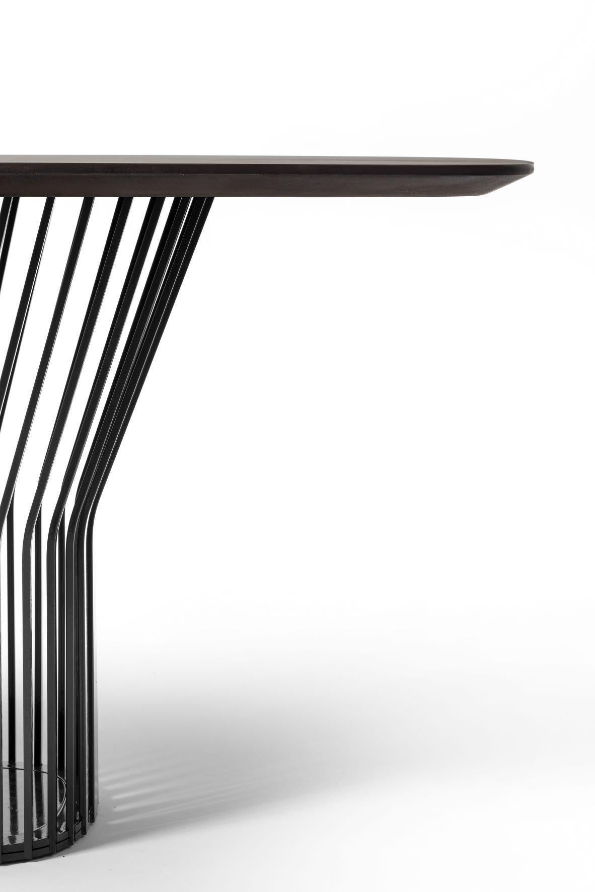 European Ray Table 0142, Metal, Design, Living, Wood, Home, Table, Original, Black, Oak For Sale