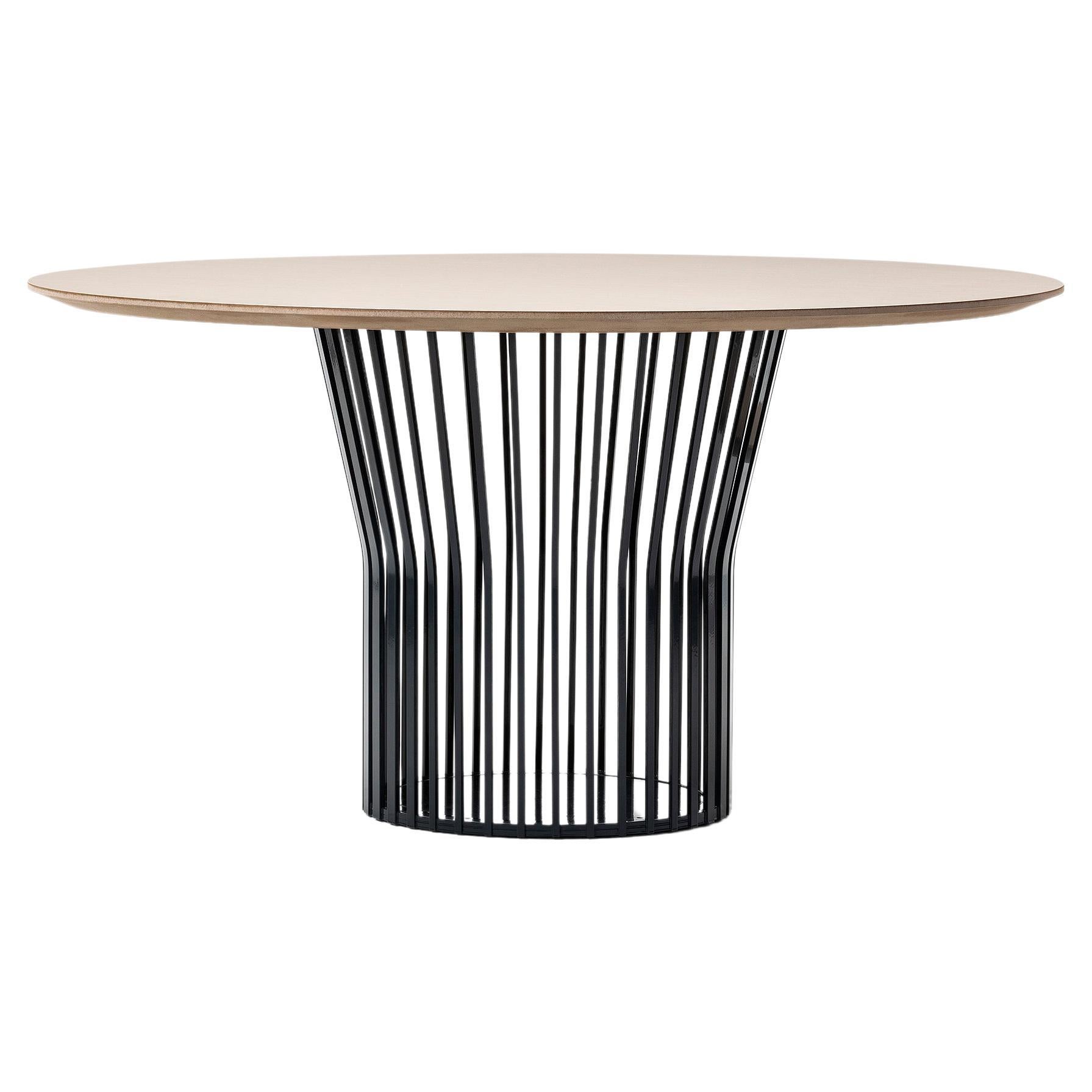 Ray Table 0142, Metal, Design, Living, Wood, Home, Table, Original, Black, Oak For Sale