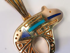 Ray Tracey 14k Gold 10g Bear Pendant Native American Navajo Inlay Collectible
