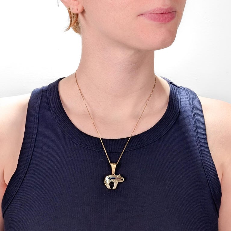 Ray Tracey Knifewing Native American Inlaid 14k Gold and Enamel