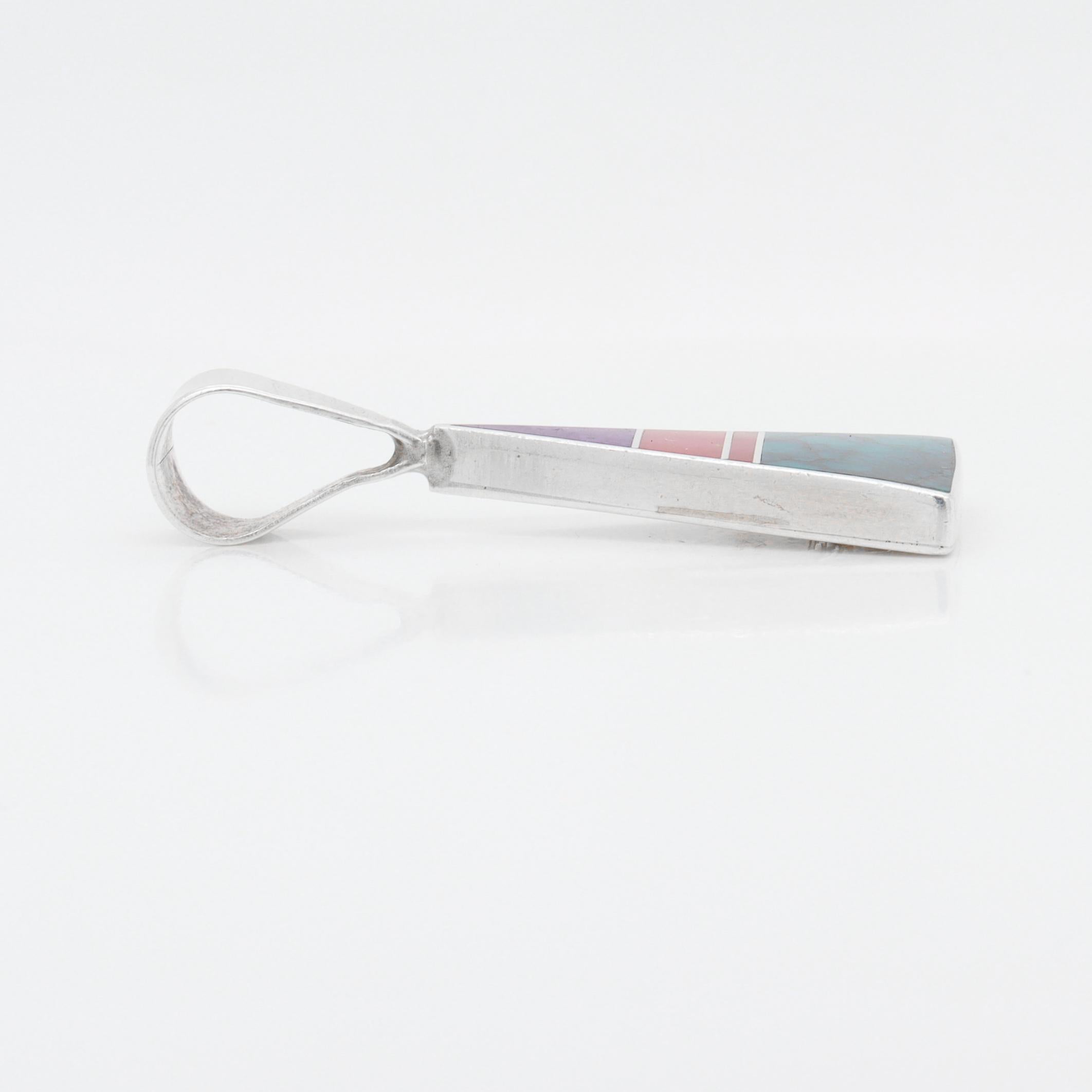Ray Tracey Messer-Anhänger aus Sterlingsilber mit Intarsien und Edelsteinen im Angebot 4