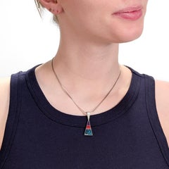 Ray Tracey Knifewing Sterling Silver & Inlaid Gemstone Pendant