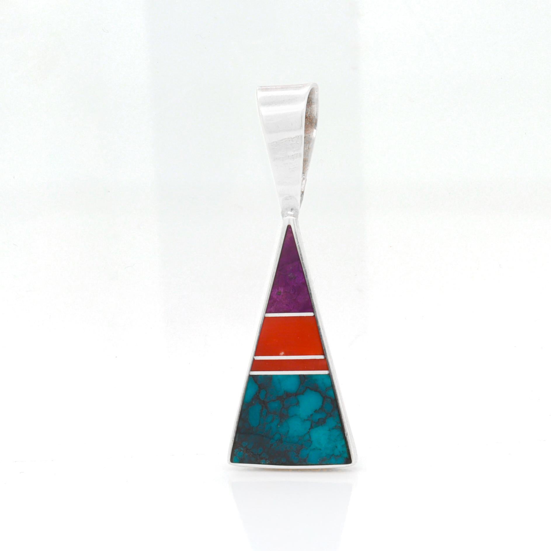 Ray Tracey Messer-Anhänger aus Sterlingsilber mit Intarsien und Edelsteinen im Zustand „Gut“ im Angebot in Philadelphia, PA