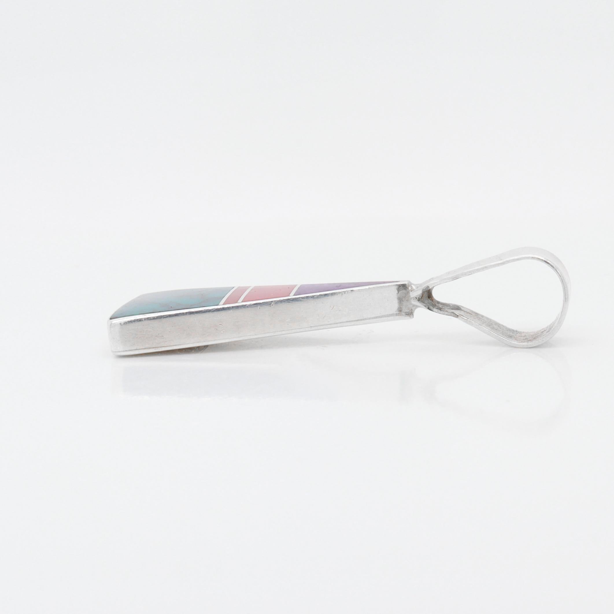 Ray Tracey Messer-Anhänger aus Sterlingsilber mit Intarsien und Edelsteinen im Angebot 2