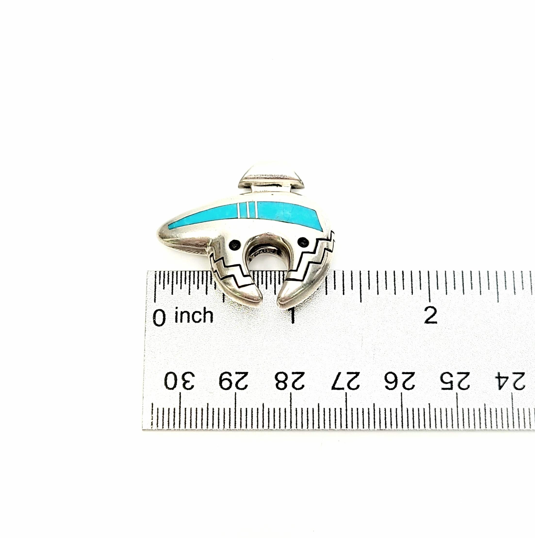 Women's Ray Tracey Native American Sterling Silver Turquoise Heartline Bear Pendant