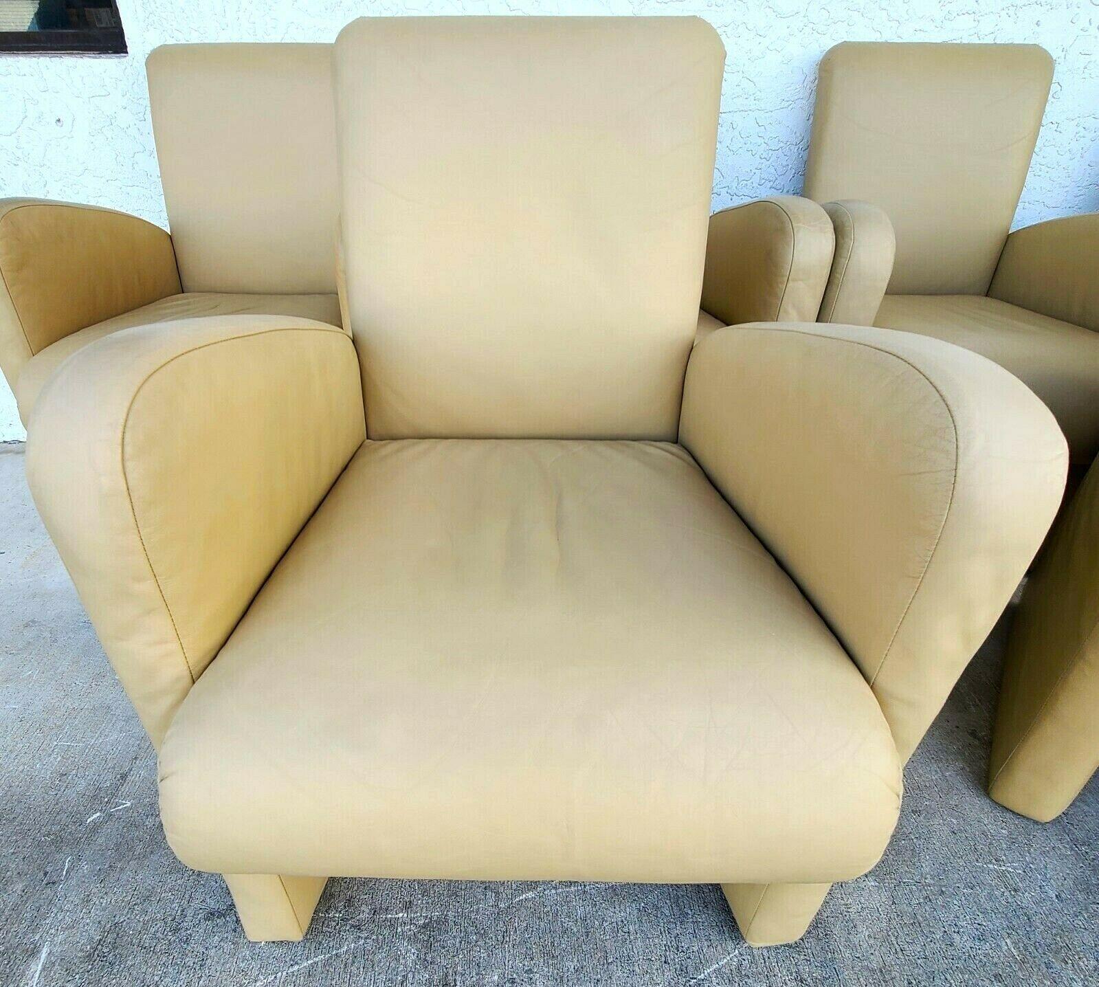 Set of 2 Only Ray Wilkes Chiclet Style Leather Club Chairs 1