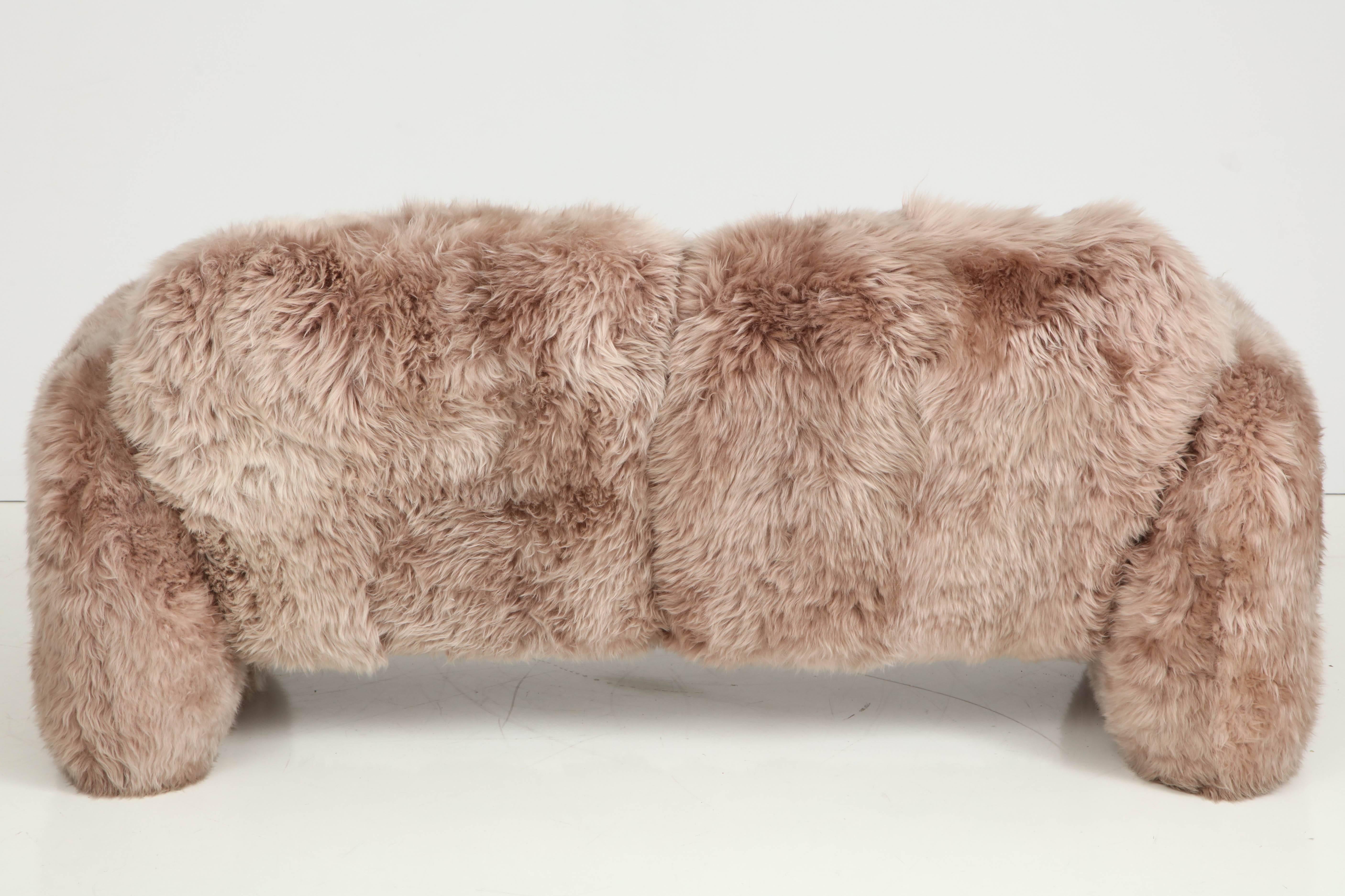 Ray Wilkes New Zealand Blush Sheepskin Sofa In Excellent Condition In New York, NY