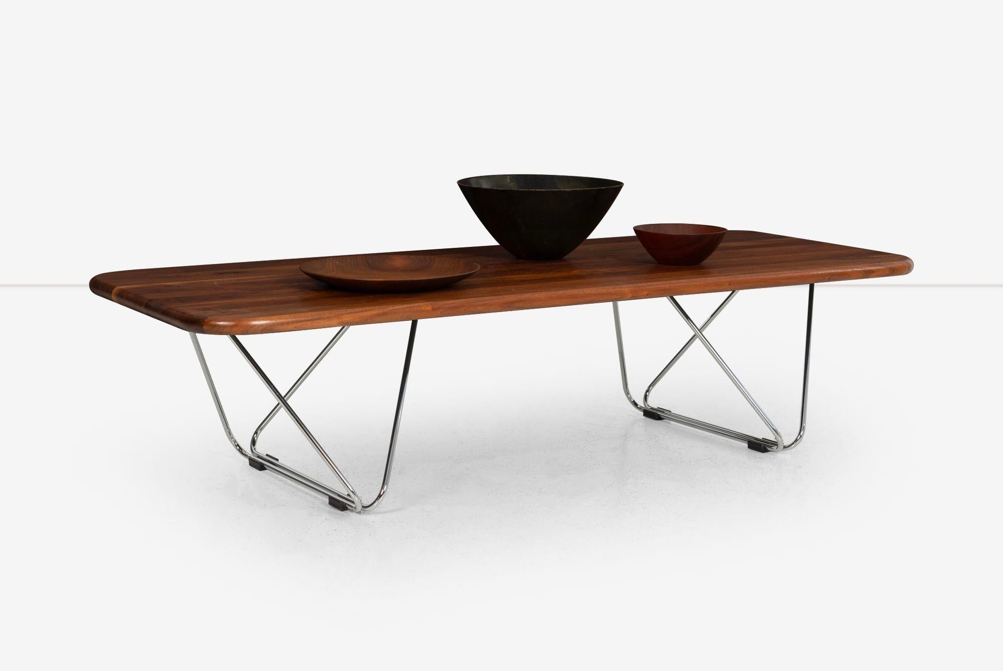 Steel Ray Wilkes Solid Walnut Coffee Table for Herman Miller 1975 For Sale
