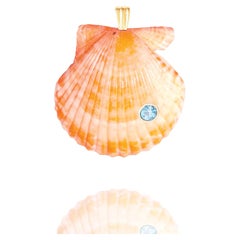 Raya Natural Shell Pendant with 14k Gold and Natural Blue Topaz Gemstone