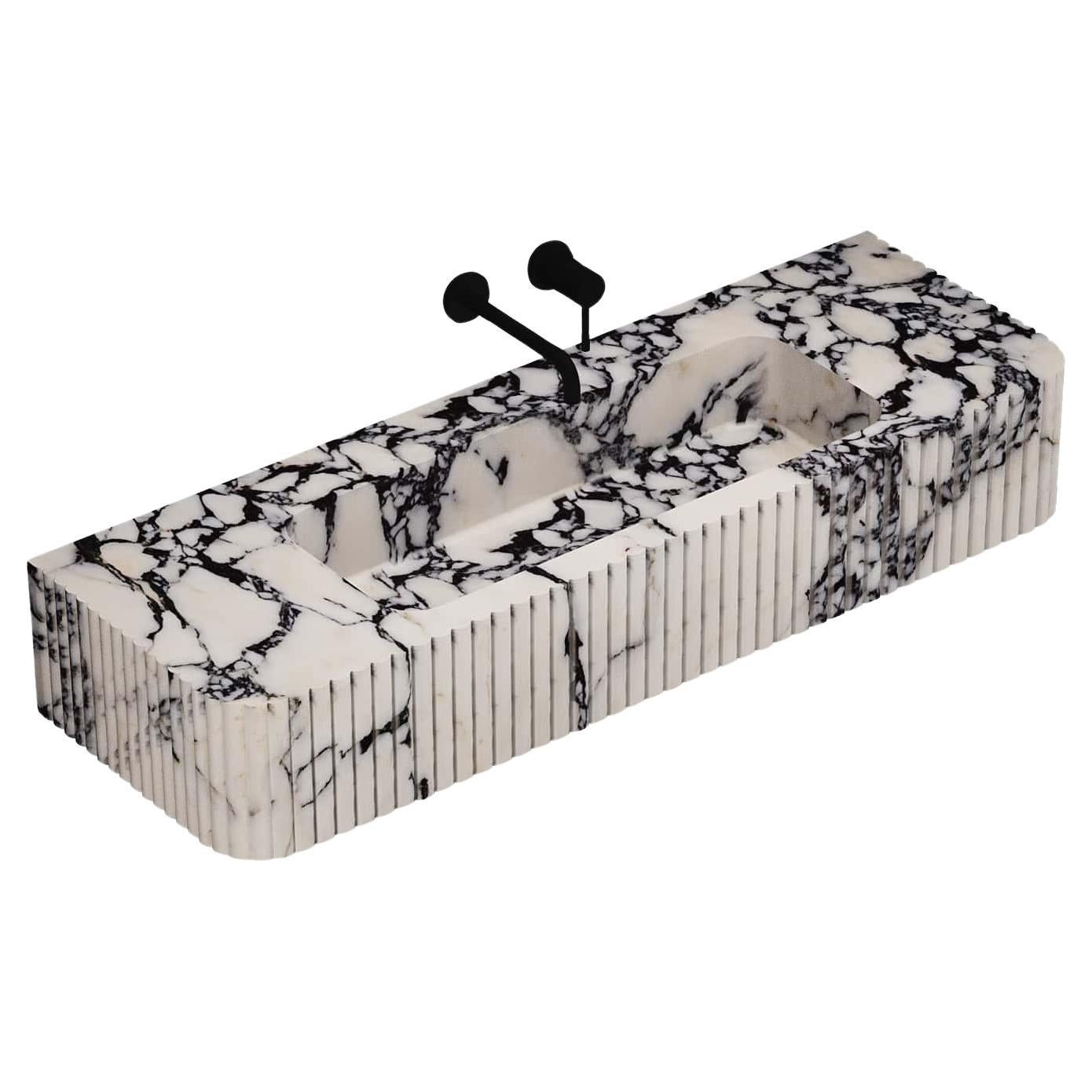 Raya - Ribbed Marble Basin - Calacatta Viola - Large