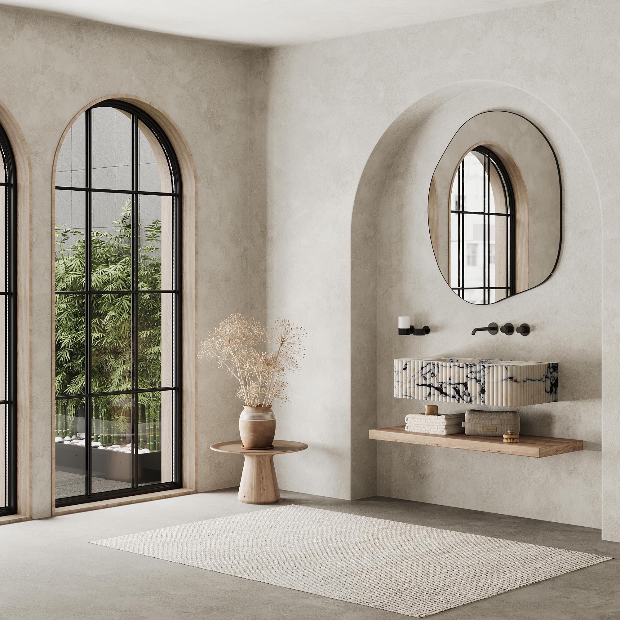 Accentuate your bathroom space with our beautiful Ribbed Rava Marble Basin, a perfect fusion of minimalist design and natural elegance. The beautiful ribbed detailing creates a unique visual appeal while highlighting the unique veining and texture