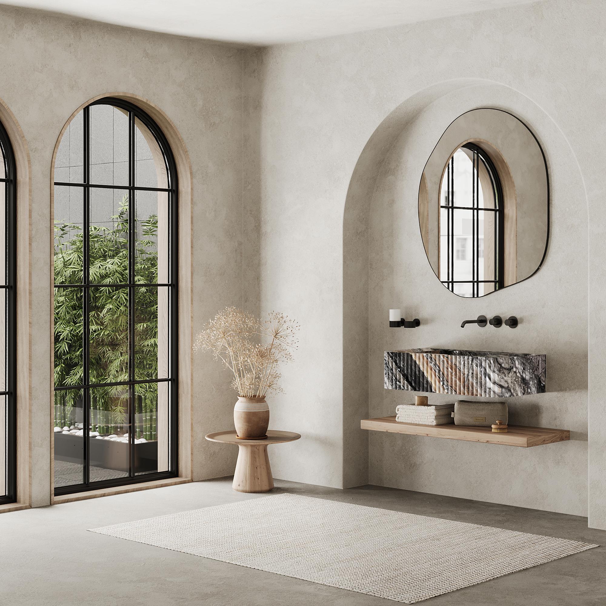 Acentúa tu espacio de baño con nuestro precioso lavabo de mármol Rava estriado, una fusión perfecta de diseño minimalista y elegancia natural. El bonito detalle acanalado crea un atractivo visual único al tiempo que resalta el veteado y la textura