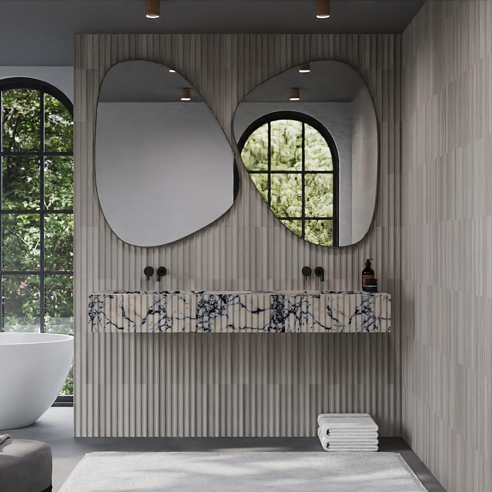 Raya - Ribbed Marble - Double Basin - Calcatta Viola For Sale 1