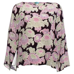 RAYA, silk top in black with floral print