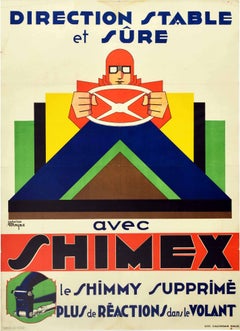 Original Vintage-Poster, „Stable Sure Steering With Shimex Driving Wheel Shimmy“, Original 