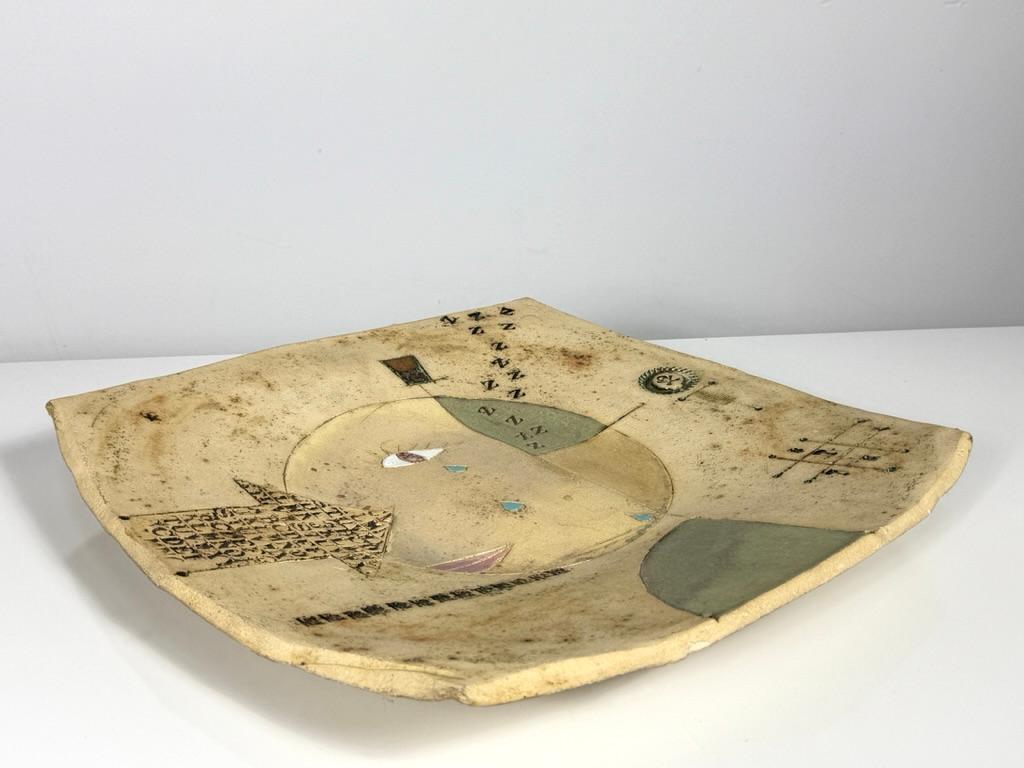Raymon Elozua Modernist Ceramic Centerpiece Shallow Bowl Studio Art Pottery 197 For Sale 4