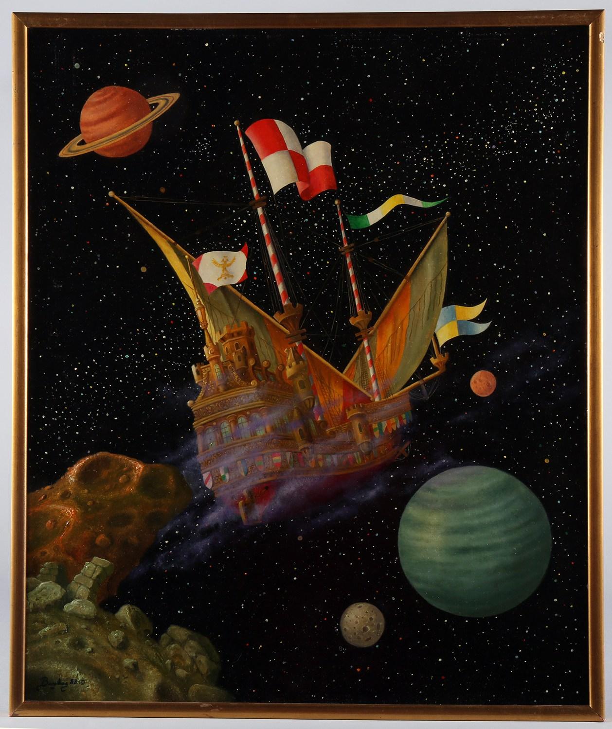 Reiseschiff der Träume (Surrealismus), Painting, von Raymond Bayless