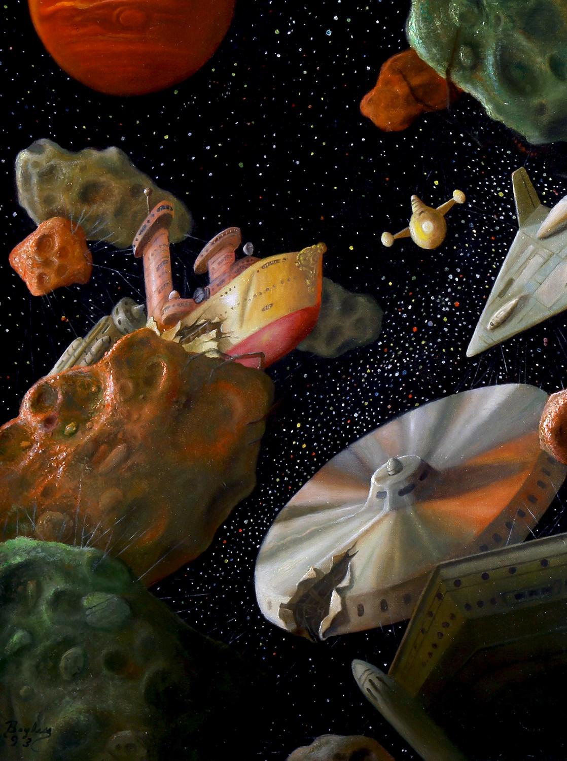 The Sea of Lost Ships - Surrealist Painting by Raymond Bayless