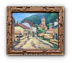 Village Road (20th Century Framed Impressionist European Landscape Painting)