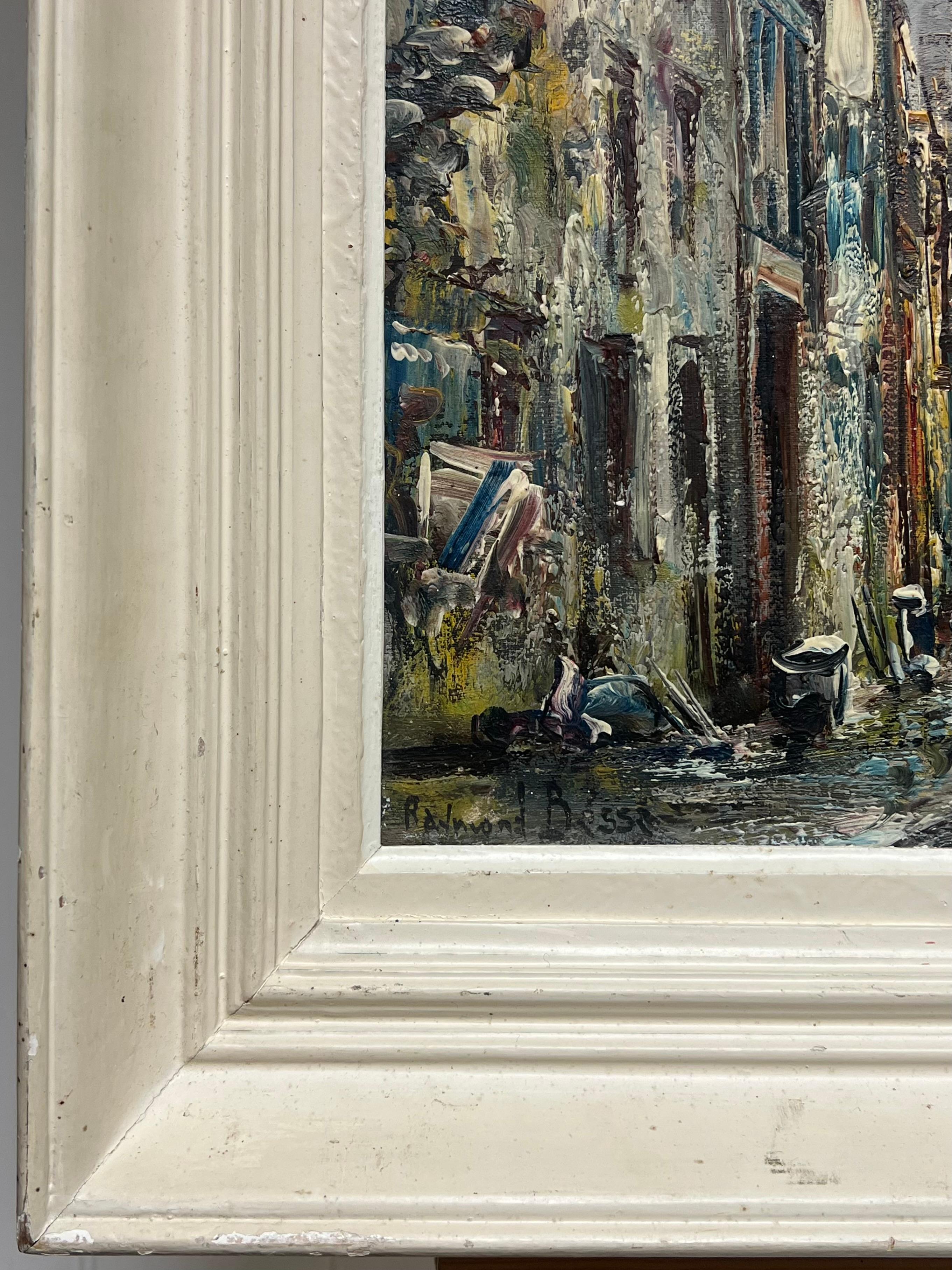 Pittura a olio firmata Espressionista Francese della metà del XX secolo Città della Cattedrale in vendita 6