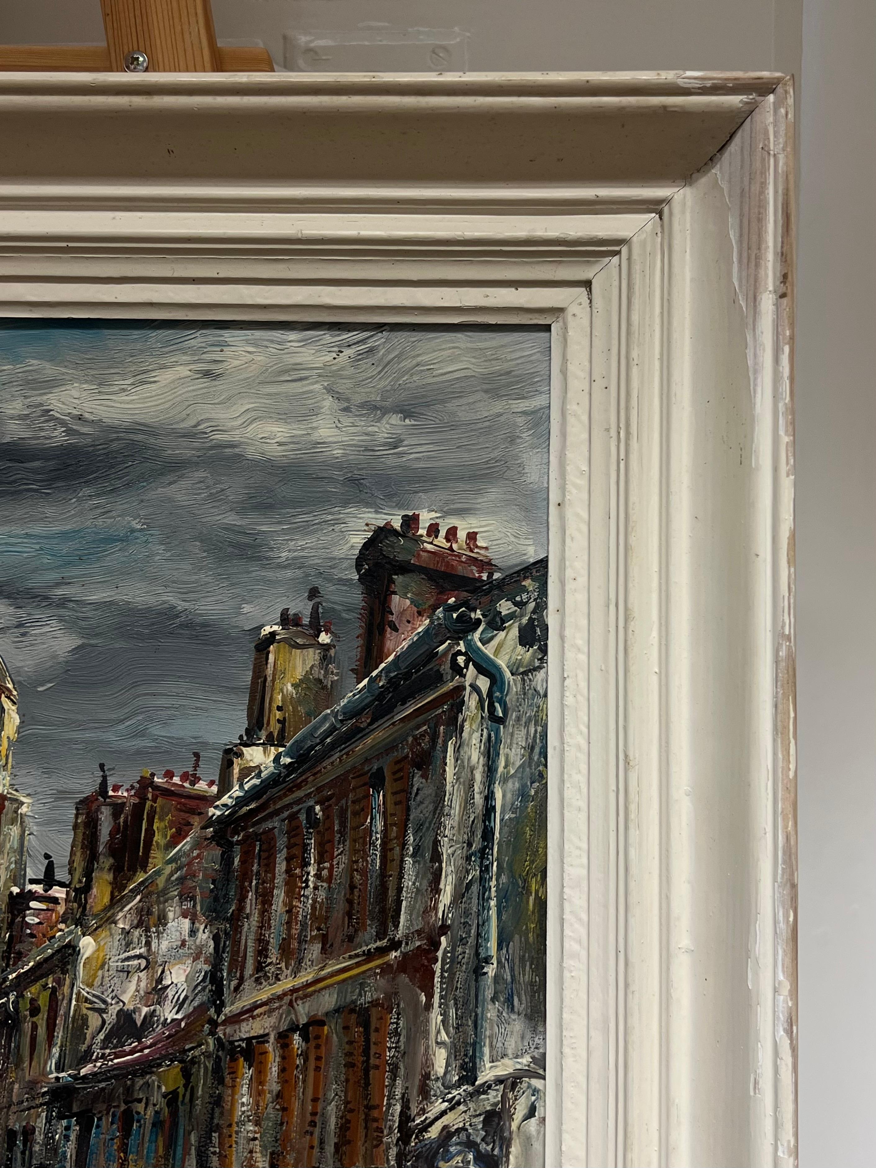 Pittura a olio firmata Espressionista Francese della metà del XX secolo Città della Cattedrale in vendita 8