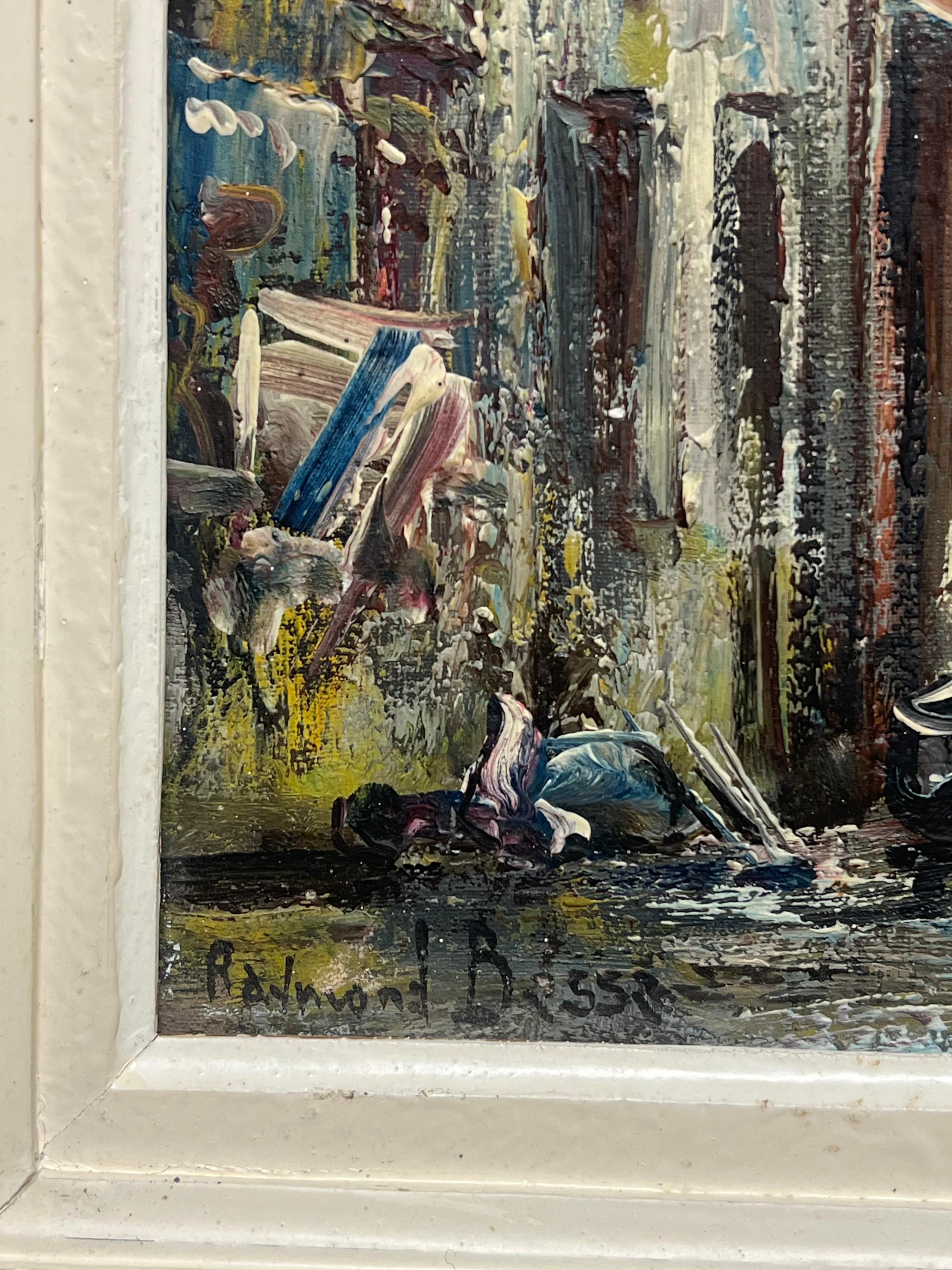 Pittura a olio firmata Espressionista Francese della metà del XX secolo Città della Cattedrale in vendita 4