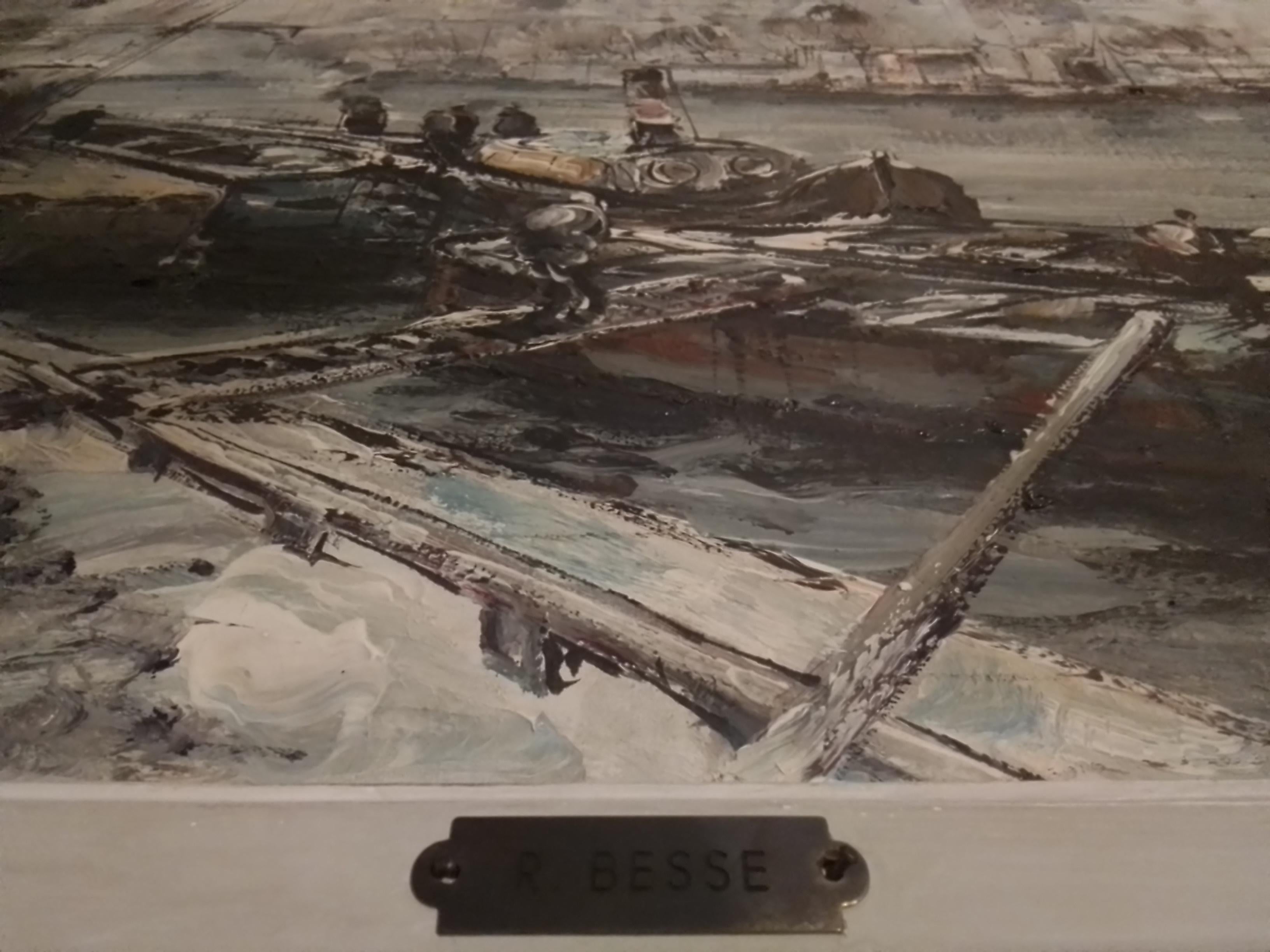 Effetto neve sulla riva della Senna - Parigi Bercy - O/C - firmato in basso a sinistra in vendita 6