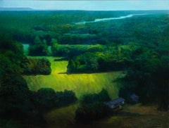"Avant le déjeuner" - Paysage forestier impressionniste, peinture à l'huile sur panneau