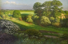 Evening Landscape in Late May, 1970s Yorkshire Landscape, Oil on Board, Signed