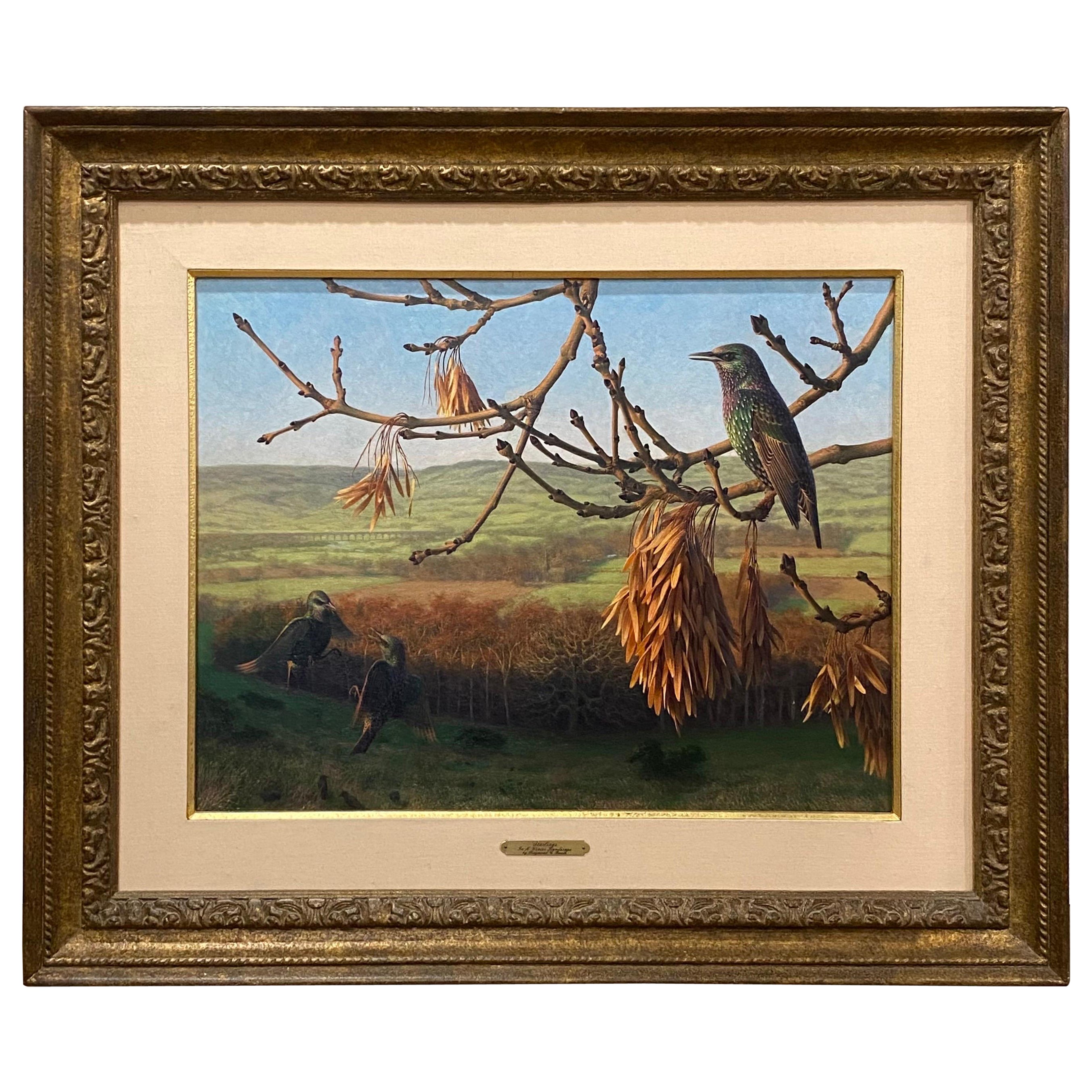 Raymond C. Boothe, (britannique, 1929-2015) Étourneaux dans un paysage d'hiver, 1976 en vente