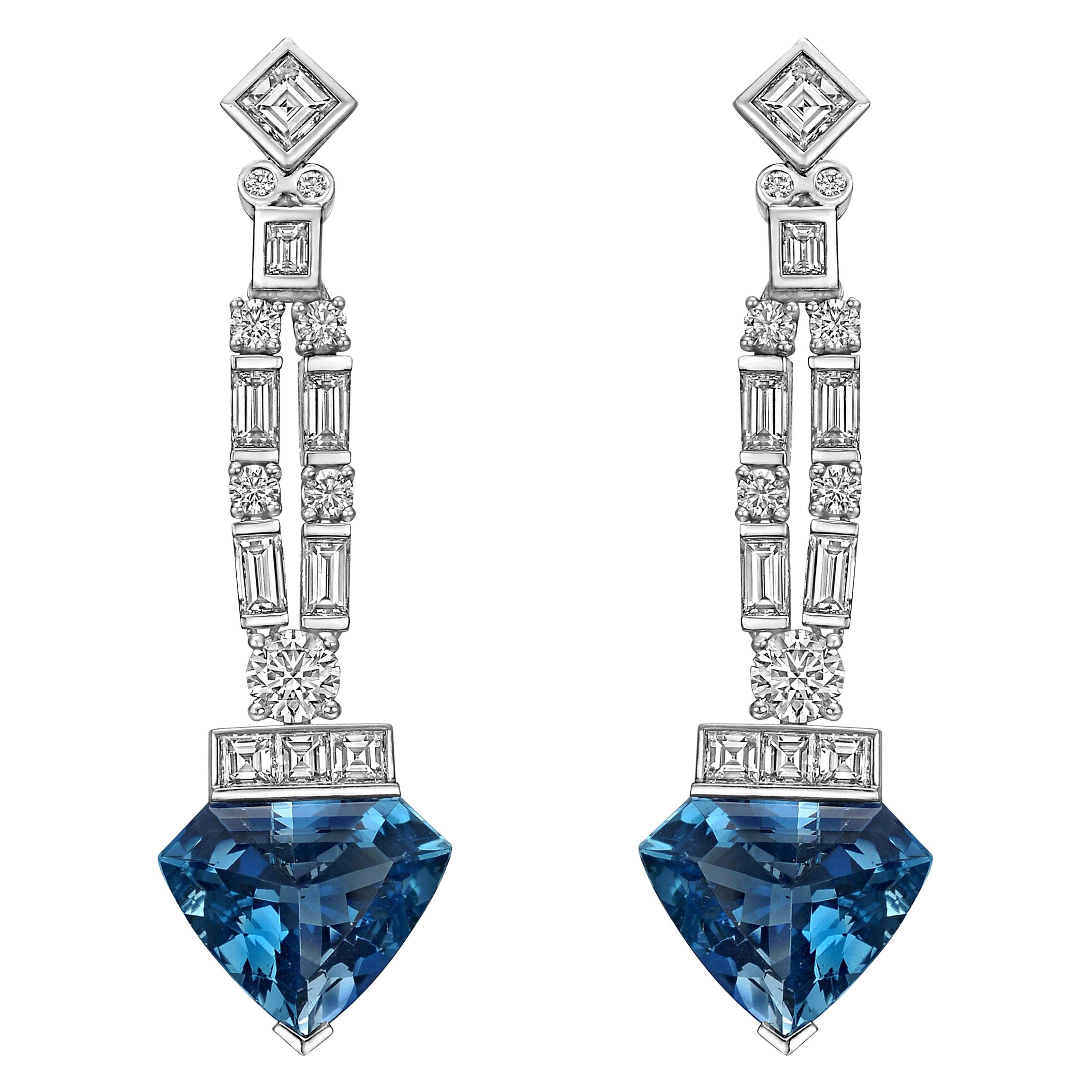 Raymond C. Yard Aquamarine and Diamond Pendant Earrings