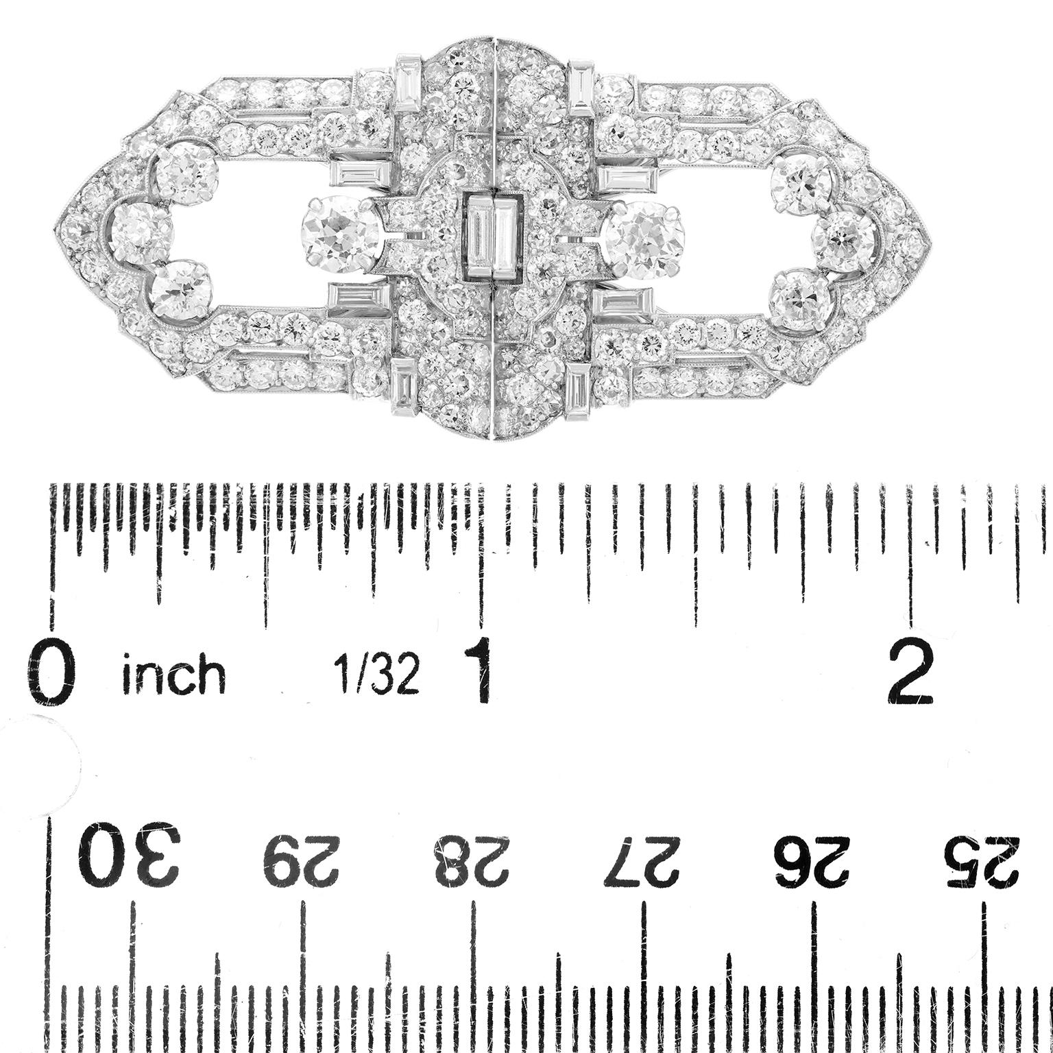 Spilla Raymond C. Yard Art Deco a doppia clip con diamante in vendita 1