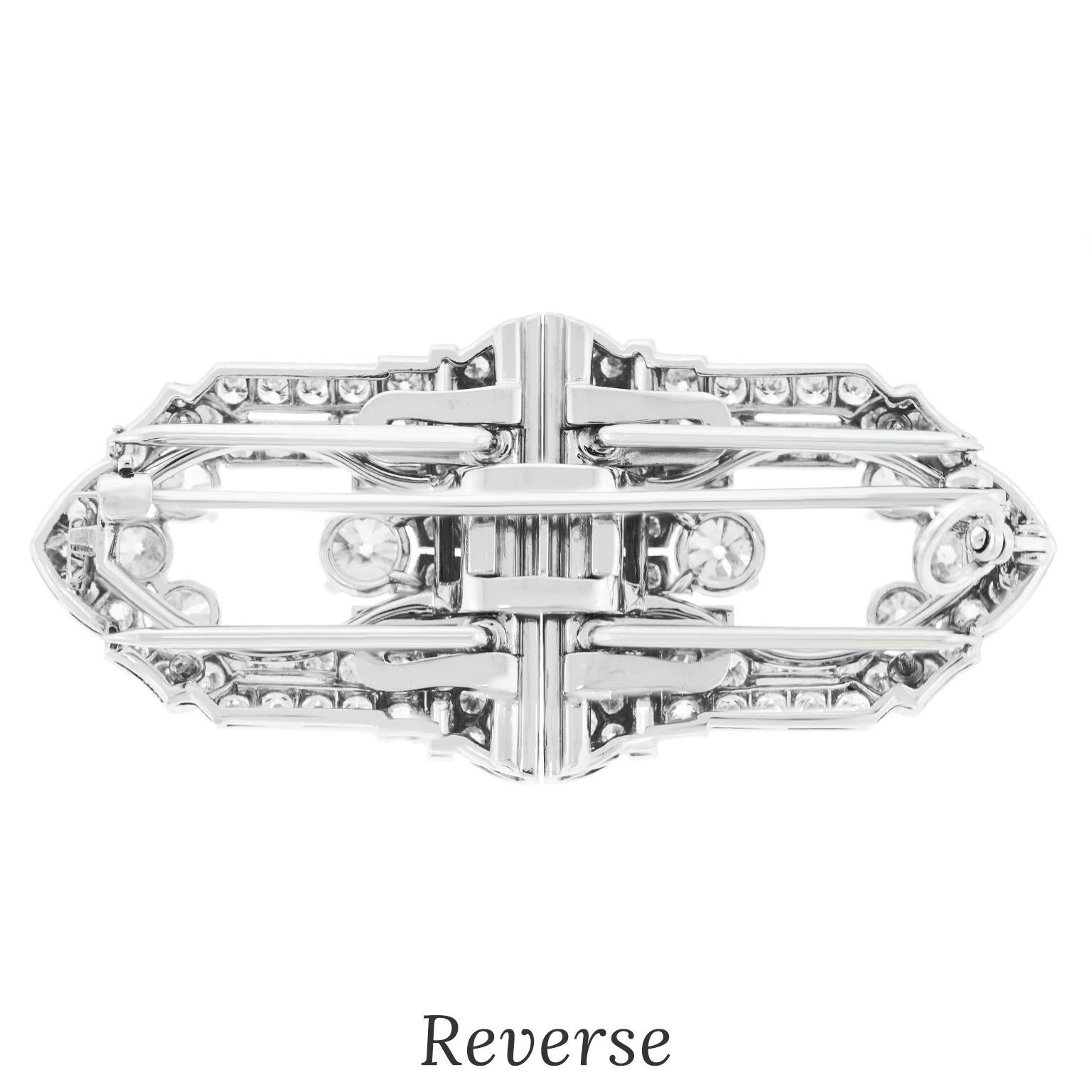 Spilla Raymond C. Yard Art Deco a doppia clip con diamante in vendita 2