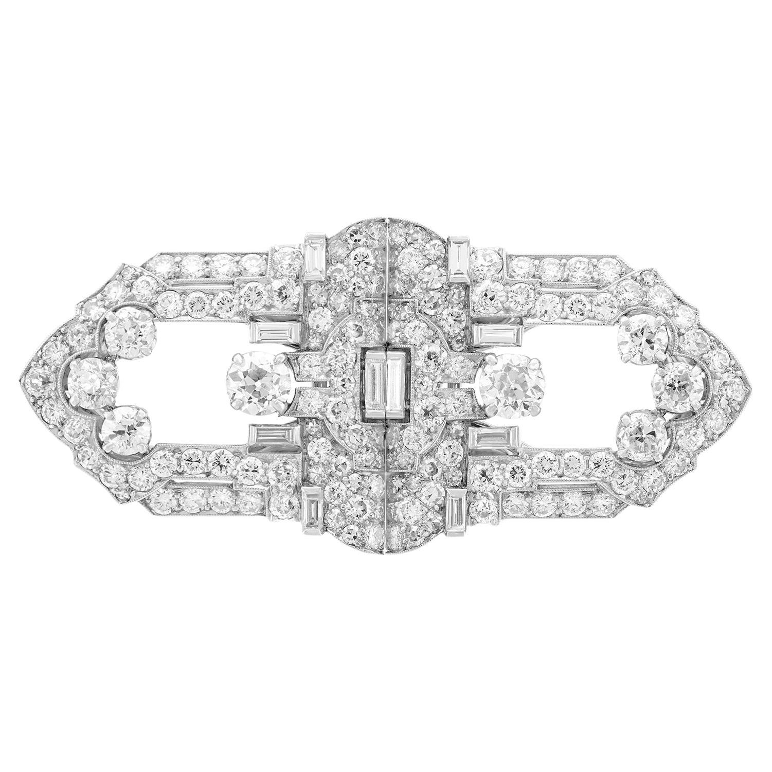 Spilla Raymond C. Yard Art Deco a doppia clip con diamante in vendita